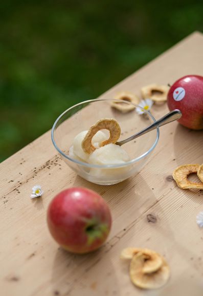 Apfelsorbet aus Natyra Äpfeln mit Apfelchips