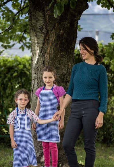 Ehefrau Anna mit den Töchtern Alma und Linda