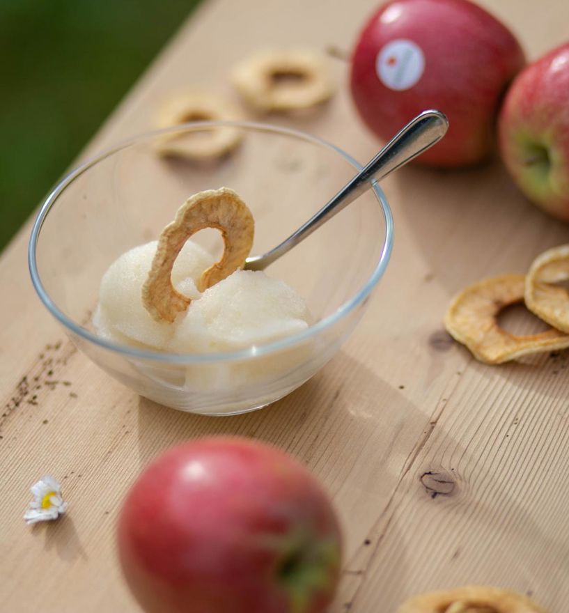 Apfelsorbet aus Natyra Äpfeln mit Apfelchips