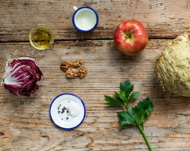 Ingredients for the Waldorf salad
