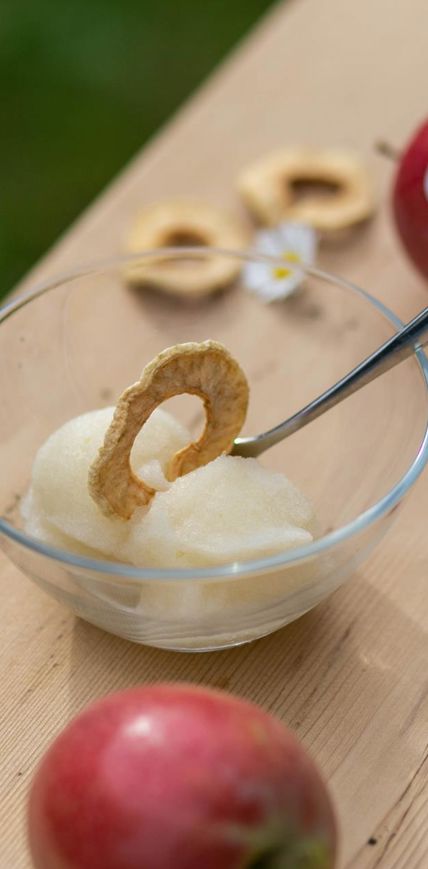 Apfelsorbet aus Natyra Äpfeln mit Apfelchips